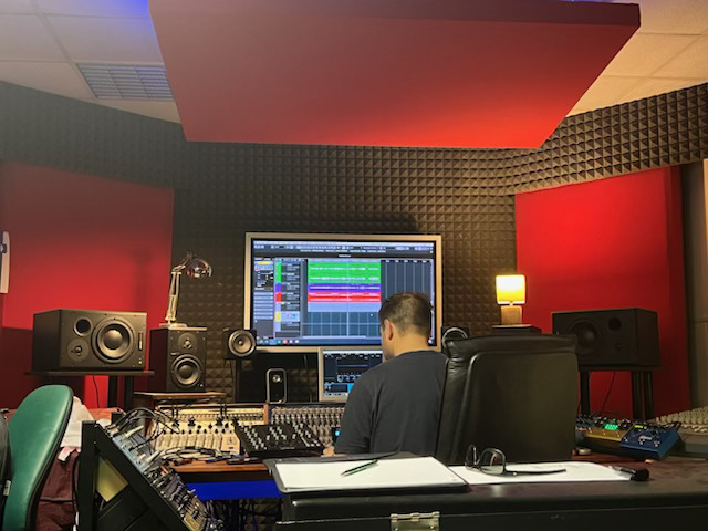 Studio session moment